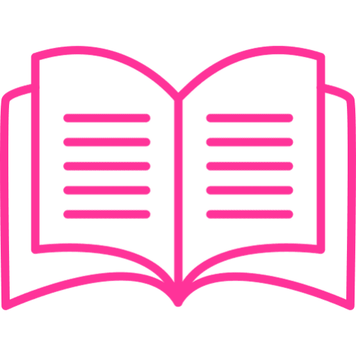Pink outline of an open book