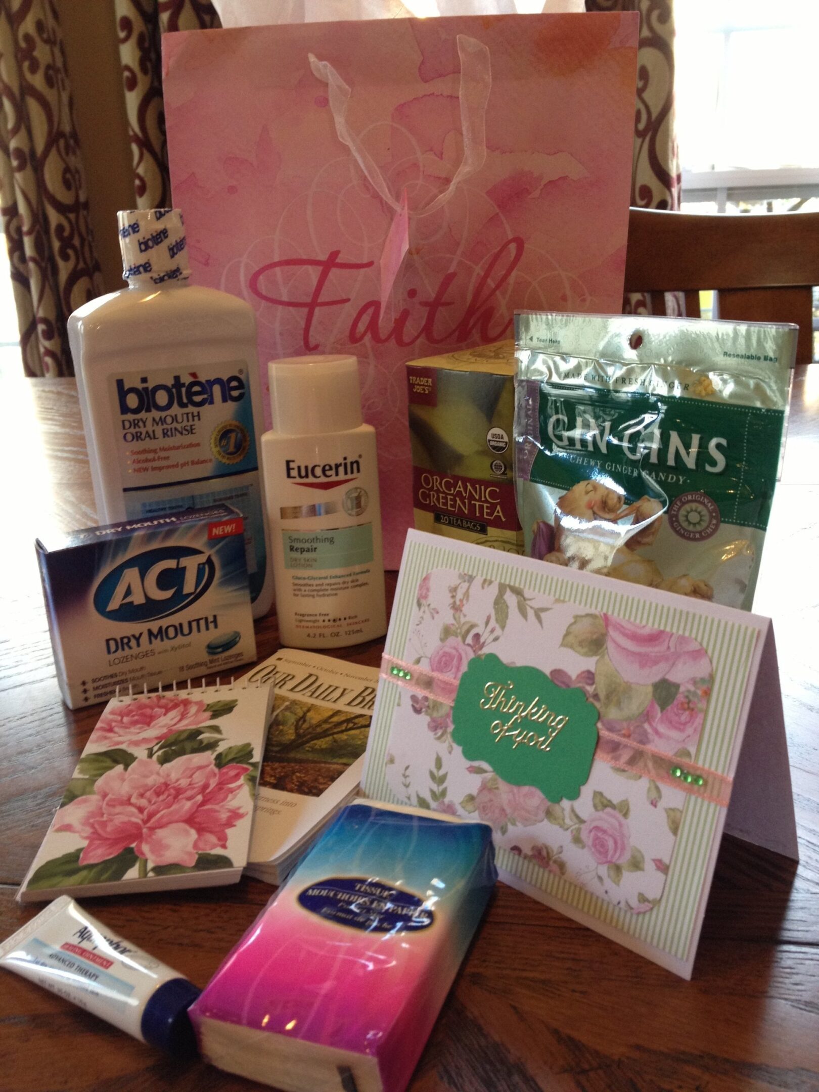 Assorted personal care items and card